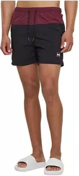 Urban Classics Block Swim Shorts (TB1026) cherry/schwarz