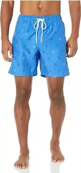 Amazon Essentials Badeshorts mit Netzfutter, Taschen und Kordelzug, Loose Fit, schnelltrocknend (AE1671278) blau ankermuster