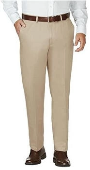 Haggar Arbeitshose erweiterbare Taille bügelfreie flache Vorderhose khaki