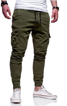 behype Cargohose Stretch Stoffhose Gummibund 80-8393 khaki