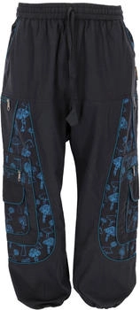 Guru-Shop Yoga Hose schwarz petrol Pilzdruck