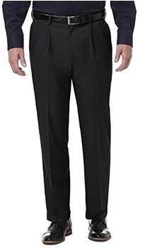 Haggar Premium Comfort Classic Fit Bundfalte erweiterbar Hose schwarz