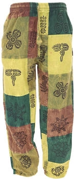 Guru-Shop Patchwork Stonewash Yogahose Goa baumwoll hose grün