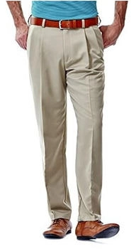 Haggar Cool Hose versteckter erweiterbarer Taille und Falten vorne british khaki