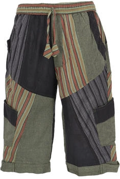 Guru-Shop Yogahose Patchwork schwarz grün