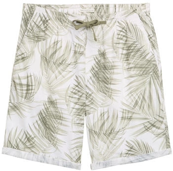 Tom Tailor Denim Relaxed Shorts mit Leinenanteil white green watery palm print (1044839_37486)