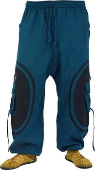 Guru-Shop Yoga Hose Petrol schwarz blau Baumwolle