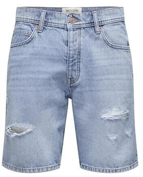 Only & Sons Shorts Denim Midi Bermuda Mid Waist Pants baumwolle Five-Poket Hose hellblau