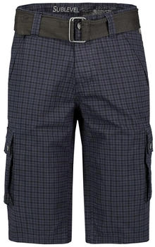 Sublevel Karierte Capri Cargo-Shorts Gürtel