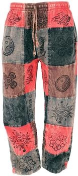 Guru-Shop Patchwork Stonewash Yogahose rot Baumwolle
