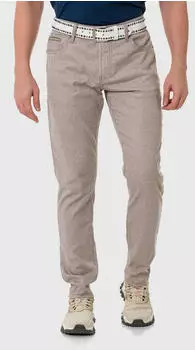 Cipo & Baxx Stoffhose im unifarbenen Look beige