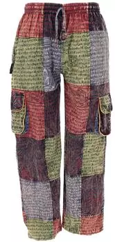 Guru-Shop Patchwork Cargo Hose Mantra Print (58437) bunt