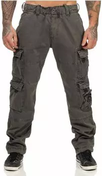 JetLag Fashion FW 011 Cargohose Bikerhose Straight Fit dunkelgrau