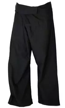 Guru-Shop Thai Fischerhose Wickelhose Yogahose Loose Fit (10261) schwarz