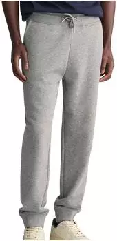 GANT Reg Shield Sweatpants mit Logostickerei grau melange