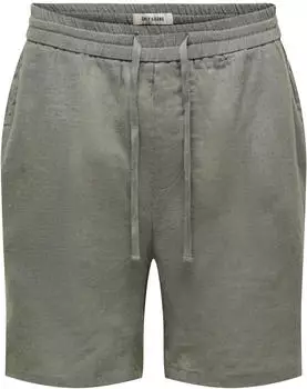 Only & Sons LAURENCE Regular Fit Shorts aus Leinen-Viskose-Mix (22036246) anthrazit