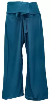 Guru-Shop Thai Fischerhose Wickelhose Yogahose Loose Fit (58470) blau