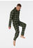 Schiesser Pyjama lang Webware Organic Cotton Knopfleiste Karos dunkelgrün Warming Nightwear (180276)