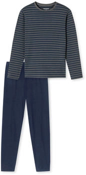 Schiesser Schlafanzug lang Streifen anthrazit - Casual Essentials (182197)