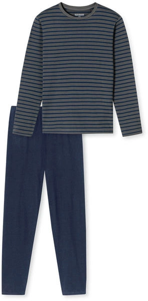 Schiesser Schlafanzug lang Streifen anthrazit - Casual Essentials (182197)