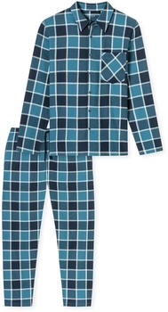 Schiesser Pyjama Webware Flanell jeansblau kariert - Selected Premium Warming (182029)