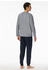 Schiesser Schlafanzug lang Ringel Bündchen nachtblau - Casual Essentials (182514)
