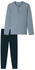 Schiesser Schlafanzug lang Ringel Knopfleiste nachtblau - Casual Essentials (182515)