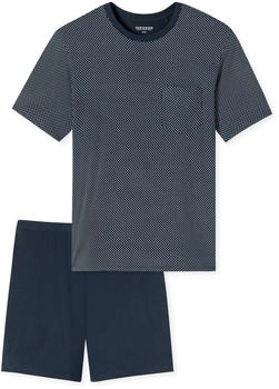 Schiesser Schlafanzug kurz nachtblau gemustert - Comfort Essentials (182195)