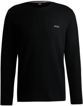 Hugo Boss Pyjama-Shirt aus Baumwoll-Mix mit Waffelstruktur Waffle LS-Shirt (50535870) schwarz