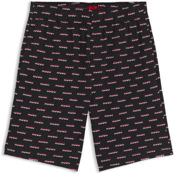 HUGO Pyjama-Shorts aus Baumwoll-Jersey mit Logo-Print - Style SPLIT LOGO_SHORTS 50544201 Schwarz