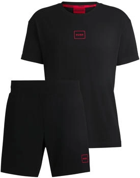HUGO Pyjama aus Stretch-Baumwolle mit Logo-Prints - Style Laze Short Set CW 50534566 Schwarz