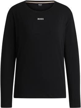 Hugo Boss Pyjama-Top aus Stretch-Baumwolle mit langen Ärmeln und Logo-Print - Style CI_LS-Shirt 50510326 Schwarz