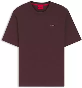 HUGO Pyjama-Shirt mit Waffelstruktur und Logo-Stickerei Style Austin T-Shirt 50532011 Braun