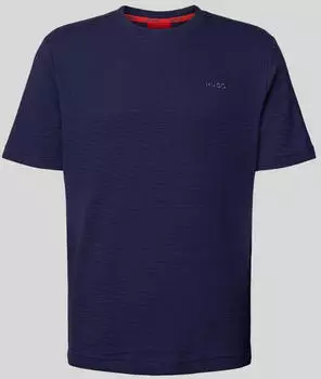 HUGO Pyjama-Shirt mit Waffelstruktur und Logo-Stickerei Style Austin T-Shirt 50532011 Dunkelblau