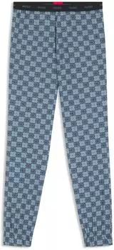 HUGO Pyjama-Hose aus Stretch-Baumwolle mit Stack-Logo-Print Style AARON_PANTS 50556738 Dunkelblau