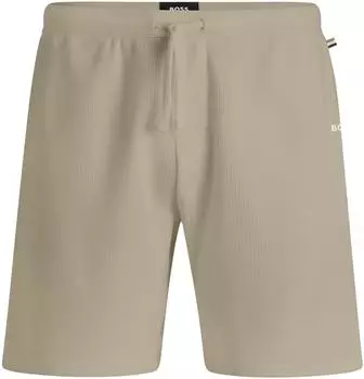 Hugo Boss Pyjama-Shorts aus Baumwoll-Mix mit Logo-Stickerei Style Waffle Shorts 50535884 Hellbeige