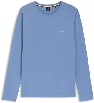 Hugo Boss T-Shirt aus Stretch-Baumwolle mit Logo-Stickerei Style Mix&Match LS-Shirt R 50515389 Blau