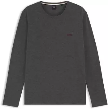 Hugo Boss T-Shirt aus Stretch-Baumwolle mit Logo-Stickerei Style Mix&Match LS-Shirt R 50515389 Dunkelgrau