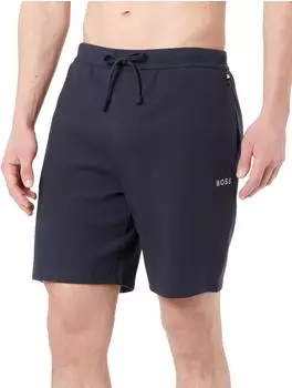 Hugo Boss Pyjama-Shorts aus Baumwoll-Mix mit Logo-Stickerei Style Waffle Shorts 50535884 Dunkelblau