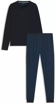 Hugo Boss Pyjama-Set aus Baumwolle mit Monogrammen und Logos Style Relax Long Set 50550494 Dunkelblau
