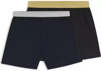 Hugo Boss Pyjama-Shorts aus Baumwoll-Popeline im Zweier-Pack Style Xmas 2 Pack Boxer 50550566 Schwarz / Blau