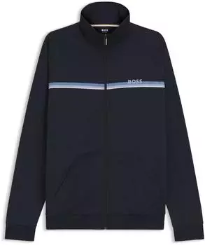 Hugo Boss Jacke aus Baumwoll-Terry mit Streifen und Logo Style Authentic Jacket Z 50554779 Dunkelblau