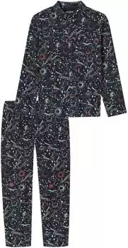 Schiesser Pyjama lang Flanell nachtblau bedruck X-Mas Family (183170-804)