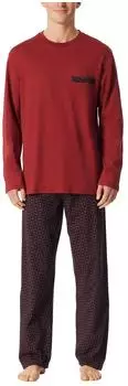 Schiesser Schlafanzug lang Organic Cotton Streifen dunkelrot Comfort Nightwear (180262-507)
