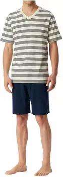 Schiesser Schlafanzug kurz Ringel kalkweiß Casual Nightwear (183121-103)