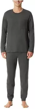 Schiesser Schlafanzug lang Bündchen dunkelgrün Modern Nightwear (183125-702)