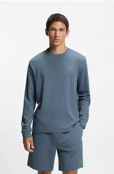 HUGO Pyjama-Shirt aus Baumwoll-Mix mit Waffelstruktur Style Austin LS Shirt 50532022 Hellblau