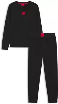 HUGO Pyjama in der Geschenkbox mit roten Logo-Labels Style GALAXY_LONG SET 50549188 Schwarz