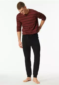 Schiesser Schlafanzug lang Ringel Knopfleiste burgund Casual Nightwear (183124-516)