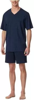 Schiesser Schlafanzug kurz Karos nachtblau Comfort Essentials (182193-804)